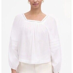 Madewell Top White Square Neck Puff Sleeve Blouse Size XXS